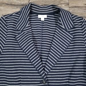 J jill blue grey stripes blazer medium women